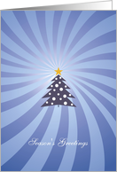 Season’s Greetings - elegant blue card with cool Christmas tree card