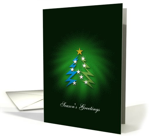 Season's Greetings - elegant green card with cool Christmas tree card