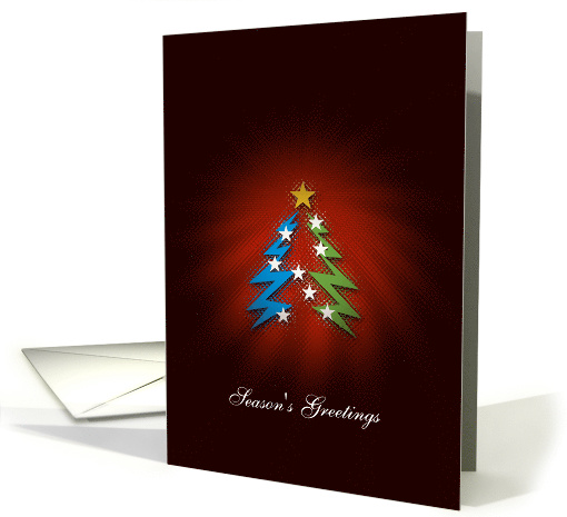 Season's Greetings - elegant red card with cool Christmas tree card