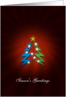 Season’s Greetings - elegant red card with cool Christmas tree card