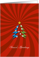 Season’s Greetings - elegant red card with cool Christmas tree card