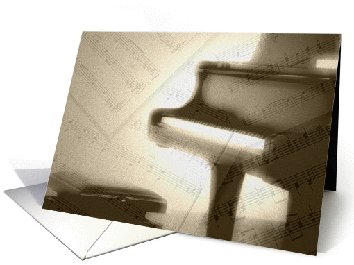 Piano with Music Notes Layered On Top card (522661)