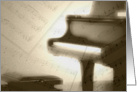 Piano with Music Notes Layered On Top card