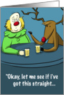 Christmas Humor Reindeer W Clown card