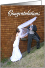 Funny Couple Congratulations/Windy weather wedding card