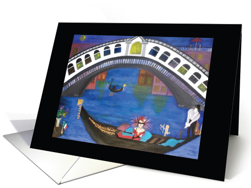 Venice Gondola By Night Love & Romance card (1429998)