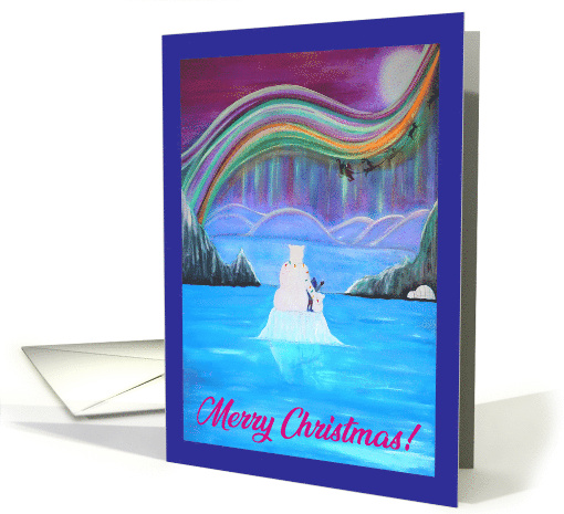 Aurora Borealis Arctic Wonders Merry Christmas Polar Bears card