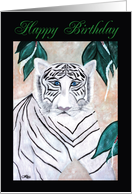 Siberian Snow Tiger Happy Birthday card