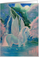 Iridescent Winged Unicorn Blank Card
