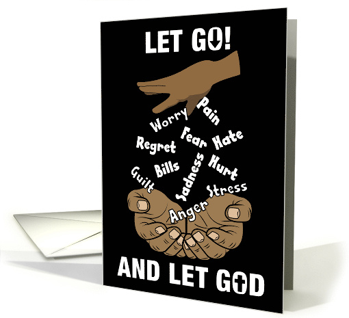 LET GO AND LET GOD Spiritual Quote African American Male Hands card