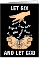 LET GO AND LET GOD Uplifting Spiritual Quote Male Hands card