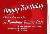 A Happy Birthday Romantic Dinner Card