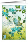 Get well soon blue bird and floral garden card