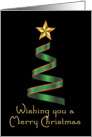 Wishing you a merry christmas ribbon tree and star card