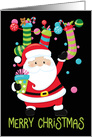 Merry Christmas Santa and stockings Christmas card