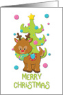Merry Christmas reindeer Tree Christmas card