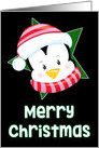 Merry Christmas Penguin star Christmas card