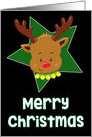 Merry Christmas Reindeer star Christmas card