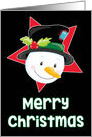 Merry Christmas Snowman red star Christmas card