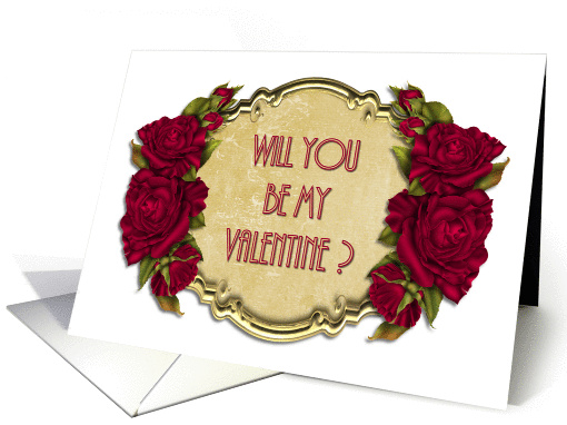 Will you be my Valentine Rose and deco frame card (1352038)