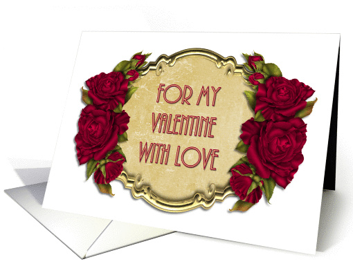 For my Valentine with love Rose and deco frame card (1352040)