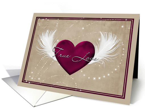 Love heart and feathers True Love card (1352952)