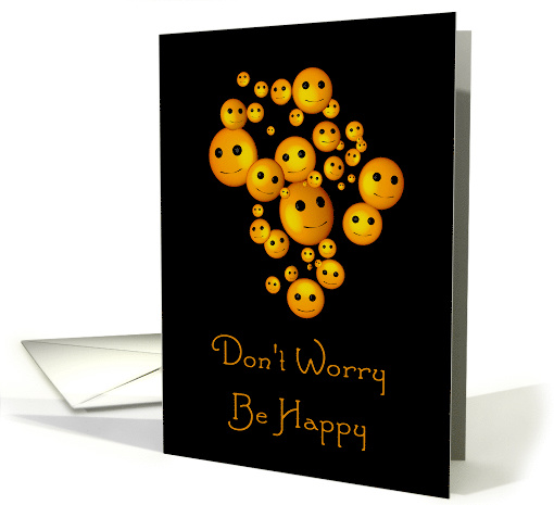 Group of smiling happy faces don't worry be happy card (1455632)