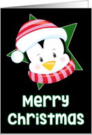 Merry Christmas Penguin star Christmas card