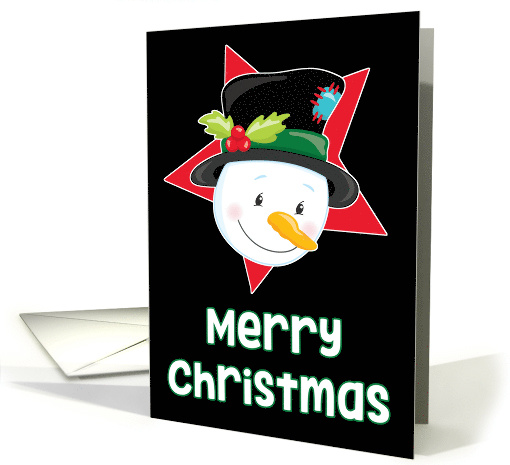 Merry Christmas Snowman red star Christmas card (1497772)