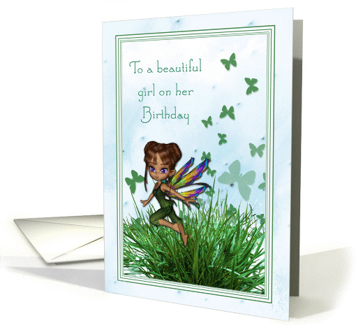 To a beautiful girl garden fairy card (523612)