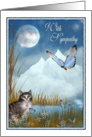 With Sympathy cat mountain scene card