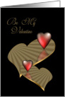 Be my valentine red and gold hearts card