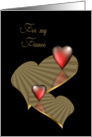 For my Fiance valentine red and gold hearts card