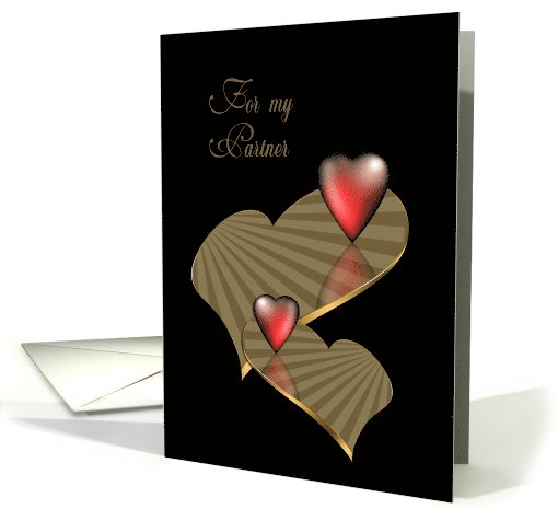 For my Partner valentine red and gold hearts card (550741)