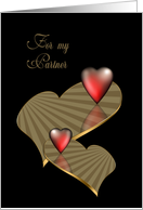 For my Partner valentine red and gold hearts card