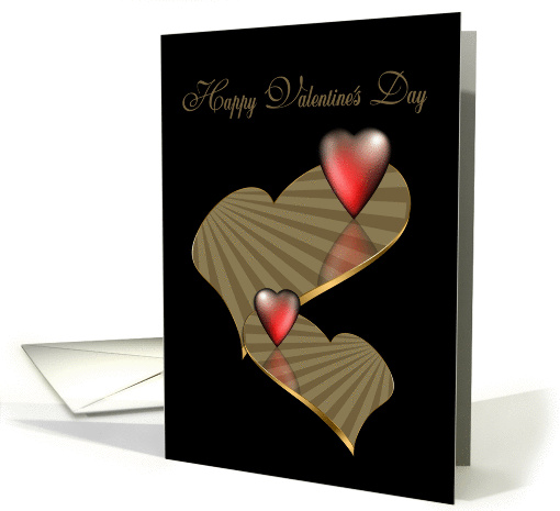Happy Valentine's Day red and gold hearts card (550745)