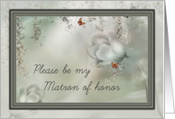 Please be my matron of honor tulips and butterflies card