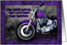 Bikes don’t leak oil Happy Birthday purple motorbike card