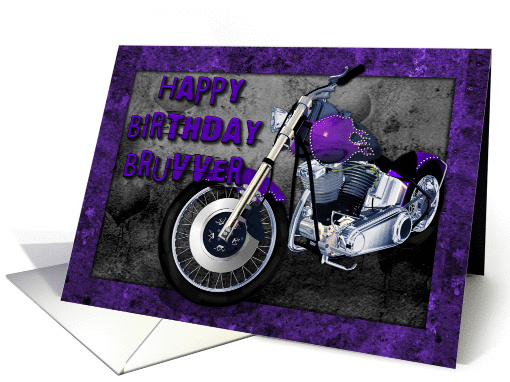 Happy Birthday Bruvver purple motorbike card (561271)