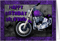 Happy Birthday Bruvver purple motorbike card
