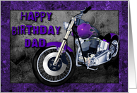 Happy Birthday Dad purple motorbike card
