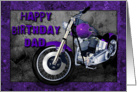 Happy Birthday Dad purple motorbike card