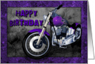 Happy Birthday purple motorbike card