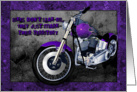 Bikes don’t leak oil they just mark their territory purple motorbike card