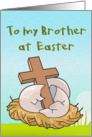 Happy Easter wooden cross and easter eggs Brother card