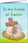 Happy Easter wooden cross and easter eggs To my Cousin card