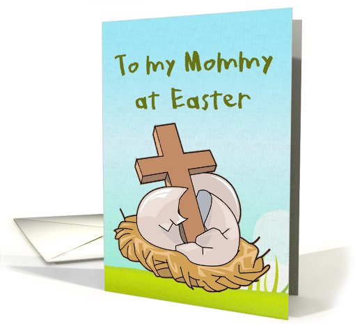 Happy Easter wooden cross and easter eggs To my Mommy card (570016)