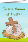 Happy Easter wooden cross and easter eggs To my Nanna card