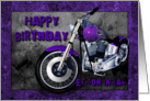 happy birthday purple motor bike ex son in law. card