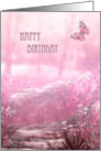 Happy Birthday pink butterfly garden card